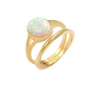 Elli Set Klassik Opal Basic Twist 925 Silber vergoldet 56 Damen