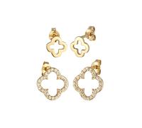 Elli Set Kleeblatt Zirkonia 925 Sterling Silber goldfarben Damen