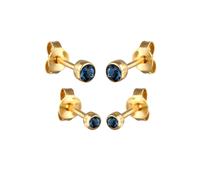 Elli Set Kreis Glassteine Blau 925 Sterling Silber goldfarben Damen