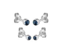 Elli Set Kreis Glassteine Blau 925 Sterling Silber silberfarben Damen