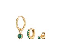 Elli Set Kristall Ohrstecker Creolen 925 Silber goldfarben Damen