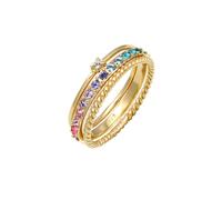 Elli, Ring Set Multi-Color Pastell Kristalle 925 Silber in gold, Schmuck für Damen Gr. 52 mm