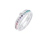 Elli - Set Multi-Color Pastell Kristalle 925 Silber Ringe Damen