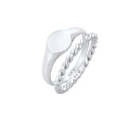Elli Siegelring Basic Bandring Twist 2er Set 925 Silber 58 Damen