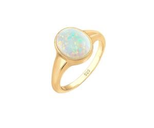Elli Siegelring Synthetischer Opal Trend 925 Silber 54 Damen
