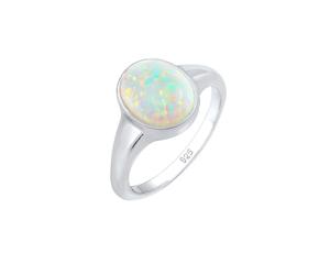 Elli Siegelring Synthetischer Opal Trend 925 Silber 58 Damen