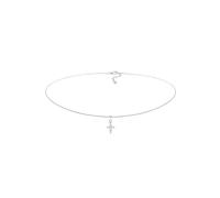 Elli Collierkettchen »Choker Kreuz Religion Zirkonia 925 Silber«, silberfarben