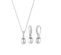 Elli, Schmuckset Elegant Perle Kristall 925 Silber in silber, Schmuck für Damen Gr. 45