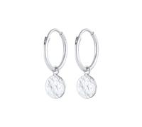 Elli, Ohrringe Creolen Plättchen Coin Organic Look 925 Silber in silber, Schmuck für Damen Gr. OneSize