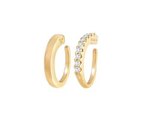 Elli Single Earcuff Basic Zirkonia 2er Set 925 Silber goldfarben Damen