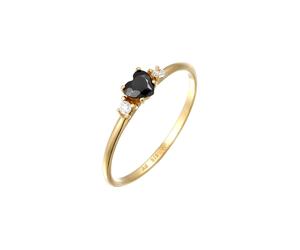 Elli Solitär Herz Zirkonia Schwarz 925 Sterling Silber 52 Damen