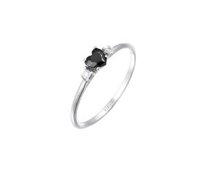 Elli Solitär Herz Zirkonia Schwarz 925 Sterling Silber 52 Damen