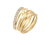 Elli Stapelringe Bandringe 5er Set 925 Sterling Silber, mit Kristallen von Swarovski® 52 Damen