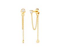 Elli Stecker Kette Rund 925 Sterling Silber, mit Kristallen von Swarovski® goldfarben Damen