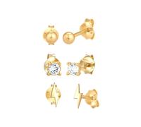 Elli Stecker Kugel Blitz 3er Set 925 Silber, mit Kristallen von Swarovski® goldfarben Damen