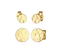 Elli Stecker Plättchen Disc Rund Antique Set 925er Silber goldfarben Damen
