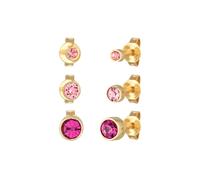 Elli Stecker Set Kristalle Rosa 925 Silber vergoldet OneSize Damen