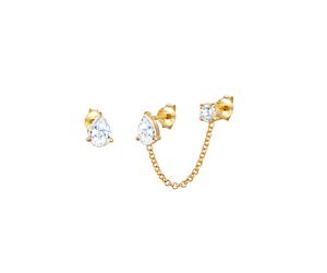 Elli Stecker Zirkonia Kristalle Tropfen-Form 925 Silber goldfarben Damen