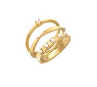 Elli Synthetische Perlen Stapelring Klassik 3er Set 925 Silber 58 Damen