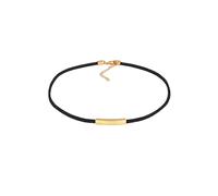 Elli Trend Choker Band Platte Schwarz Textil 925 Silber goldfarben Damen