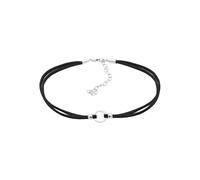 Elli Halskette Damen Choker Trend Kreis mit Veloursleder Schwarz in 925 Sterling Silber