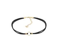 Elli Halskette Damen Choker Trend Kreis mit Veloursleder Schwarz in 925 Sterling Silber