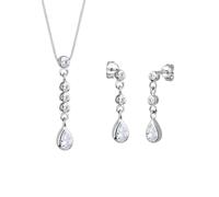 Schmuckset Tropfen Zirkonia 925 Sterling Silber Elli Weiß 4U435/40X001
