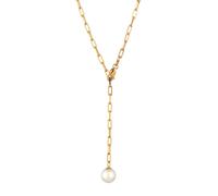 Elli Y-Kette Synthetische Perle Weiß 925 Sterling Silber vergoldet 45 Damen
