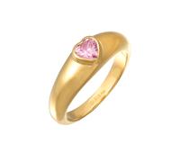 Elli Zirkonia Herz Bandring Liebe 925 Silber vergoldet 48 Damen