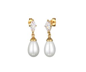 Elli Zirkonia Muschelkernperle Tropfen 925 Silber goldfarben Damen