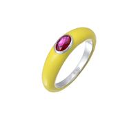 Elli - Zirkonia Oval Solitär Emaille Bunt 925 Silber Ringe 1 ct Damen