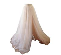 EllieHouse Erwachsene Geteilter Langer Boden Abschlussball Party Abend Tüllrock P61, Champagner, XL