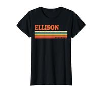 Ellison Retro personalisierter Vorname, Vintage-Streifen Preisgünstiges Grafik-T-Shirt, Damen, Schwarz, XL