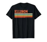 Ellison Retro personalisierter Vorname, Vintage-Streifen Preisgünstiges Grafik-T-Shirt, Herren, Schwarz, XL