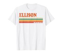 Ellison Retro personalisierter Vorname, Vintage-Streifen Preisgünstiges Grafik-T-Shirt, Herren, Weiß, XL