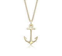 Ellli Damen Halskette Anker Anhänger Meer Strand Trend in 925 Sterling Silber vergoldet