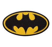 ELLU Aufnäher, Batman-Logo, bestickt, zum Aufbügeln, für Kostüm, T-Shirt, Tasche, Abzeichen, 1 Stück, Rechteckig, Embroidered Patch, Patch, Aufbügeln, Schwarz, Comic