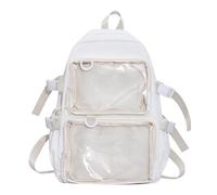 Elnwnnkc Itabag Rucksack für Studenten, große Kapazität, Nylon, japanische transparente Taschen, Schultasche für Anime-Abzeichen, Pin-Display, große Kapazität, Schultasche, weiß