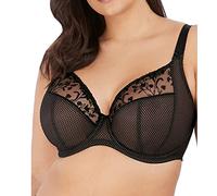 ELOMI Damen Charley Blumenstickerei, Tief, Dd+ BHS Plunge-BH, Halbtransparent, Jet, 70GG