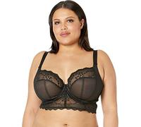ELOMI Damen Charley Longline Bralette mit Bügel Plunge-BH, Halbtransparent, Schwarz, 36HH