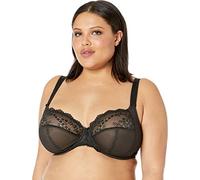 Elomi Damen Charley Bra: Stretch Lace & Mesh Racerback Option Niedrige Uk jj, Us-größen D-n Plunge-BH, Durchsichtig, Schwarz, 70JJ