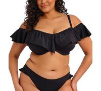 Elomi Plain Sailing Bardot Ruffle Underwire Bikini Top (ES7283),36GG,Black