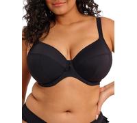 ELOMI Schwimmen Einfarbig Segeln Bügel Plunge Bikini Top (38GG, Schwarz)