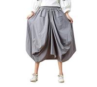 Elonglin Damen Mädchen Vintage Rock Oversize Lose Skirt Freizeit Laternenrock Ballon Tulpenrock