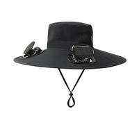Elprico Solar Lüfterhut, USB -wiederaufladbare Sonnenhut mit Doppelfans, 3 -Geschwindigkeitskühlung und Breites Krempe Zum Angeln, Wandern, Outdoor -Arbeiten Im Freien (Black)