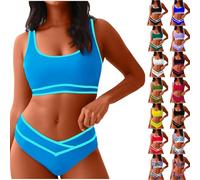 Elsa Keith Bikini Damen Set Push up Badeanzug Bauchweg Sport Bademode High Waist Sexy Zweiteiliger Modisch Elegant Bikinis Oberteil und Bikinihose Bequeme Sommer Badeanzüge Ärmellos Strand Swimsuits