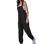 Elsa Keith Latzhose Damen Baggy 2025 Arbeitshose Ärmellose Lässiger Playsuit Lange Hosen Straight Elegant Overalls mit Taschen Frauen Overall Stretch Geschnittener Jumpsuit Mädchen Jeans