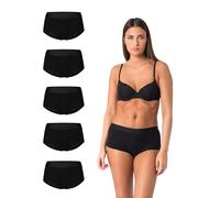 Elsie Damen Taillenslip 5er Pack - Baumwolle mit Stretch, Bequeme Unterhosen mit hoher Taille, elastischer Bund (DE/NL/SE/PL, Alphanumerisch, S, Regular, Regular, 5X Schwarz)