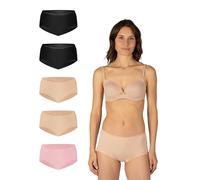 Elsie Lace Damen High-Waist-Panty 5er-Pack - Baumwolle Unterhosen, Hohe Taille, Atmungsaktive Damen Unterwäsche (DE/NL/SE/PL, Alphanumerisch, XXL, Regular, Regular, 2X Schwarz 2X Beige 1x Rosa)