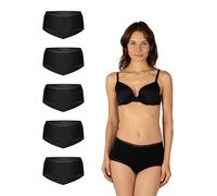 Elsie Lace Damen High-Waist-Panty 5er-Pack - Baumwolle Unterhosen, Hohe Taille, Atmungsaktive Damen Unterwäsche (DE/NL/SE/PL, Alphanumerisch, XXL, Regular, Regular, 5X Schwarz)
